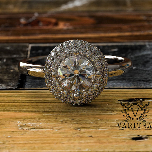 1.03ct Round Cut Diamond Gold Engagement Ring - 03US74